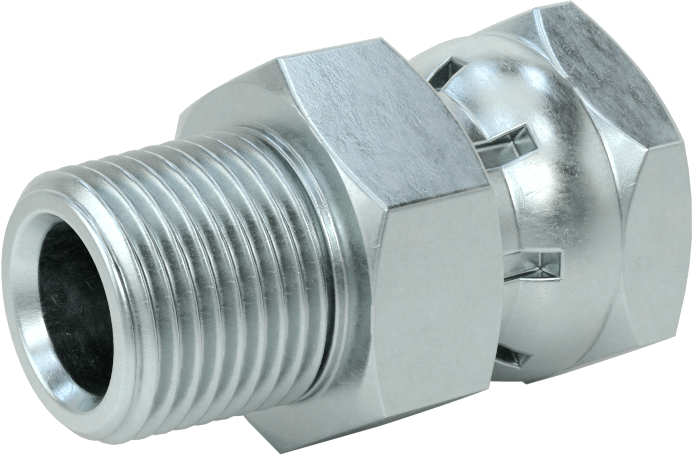 Hidrolik Sıvı için Çinko Kaplı Çelik Hortum Bağlantı Elemanı, Döner Başlıklı Adaptör, 3/8 NPSM Dişi x 3/8 NPT/NPTF Erkek