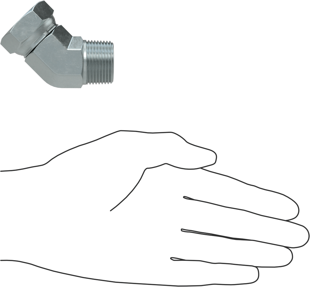 Hidrolik Sıvı için Çinko Kaplı Çelik Hortum Bağlantı Elemanı, Döner Başlıklı 45 Derece Adaptör, 3/4 NPSM Dişi x NPT/NPTF Erkek