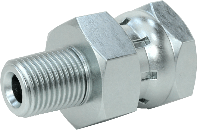 Hidrolik Sıvı için Çinko Kaplı Çelik Hortum Bağlantı Elemanı, Döner Adaptör, 1/4 NPSM Dişi x 1/8 NPT/NPTF Erkek