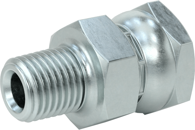 Hidrolik Sıvı için Çinko Kaplı Çelik Hortum Bağlantı Elemanı, Döner Adaptör, 3/8 NPSM Dişi x 1/4 NPT/NPTF Erkek