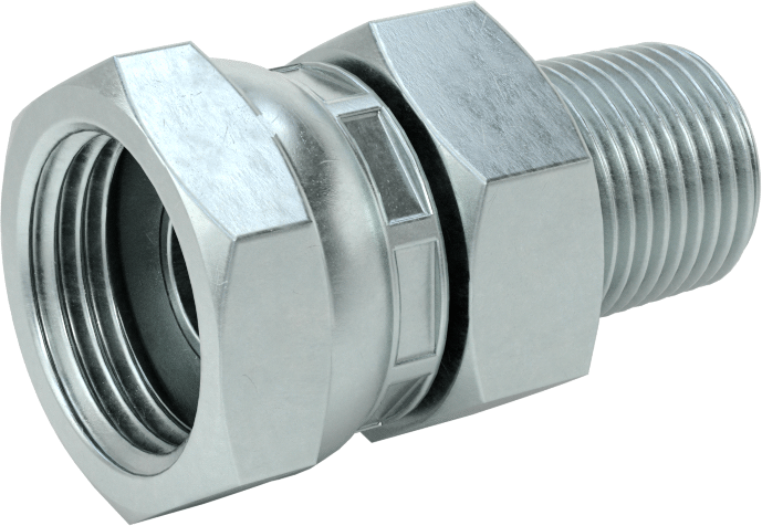 Hidrolik Sıvı için Çinko Kaplı Çelik Hortum Bağlantı Elemanı, Döner Adaptör, 1/2 NPSM Dişi x 3/8 NPT/NPTF Erkek