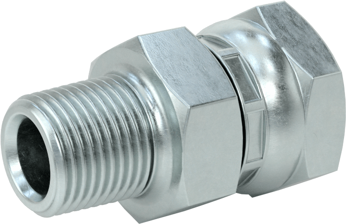 Hidrolik Sıvı için Çinko Kaplı Çelik Hortum Bağlantı Elemanı, Döner Adaptör, 1/2 NPSM Dişi x 3/8 NPT/NPTF Erkek