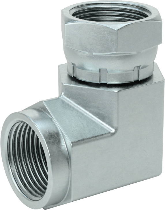 Hidrolik Sıvı için Çinko Kaplı Çelik Hortum Bağlantı Elemanı, Döner Başlıklı 90 Derece Dirsek Adaptörü, 1 NPSM x NPT/NPTF Dişi
