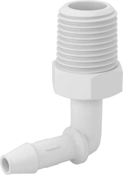 Kimyasallarla Kullanım için Dikenli Bağlantı Parçası, Dirsek, 5/32" boru iç çapı x 1/8 NPT erkek için
