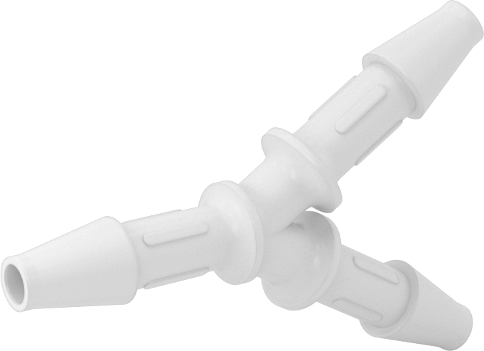 Kimyasallarla Kullanım için Dikenli Bağlantı Parçası, Y-Bağlantı Elemanı, 1/4" Boru İç Çapı için, 150°F Maksimum Sıcaklık
