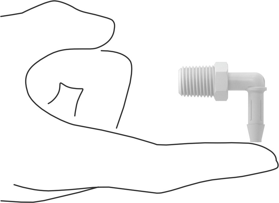 Kimyasallarla Kullanım için Dikenli Bağlantı Parçası, Dirsek, 1/4" Boru İç Çapı x 1/4 NPT Erkek için, 150°F Maksimum