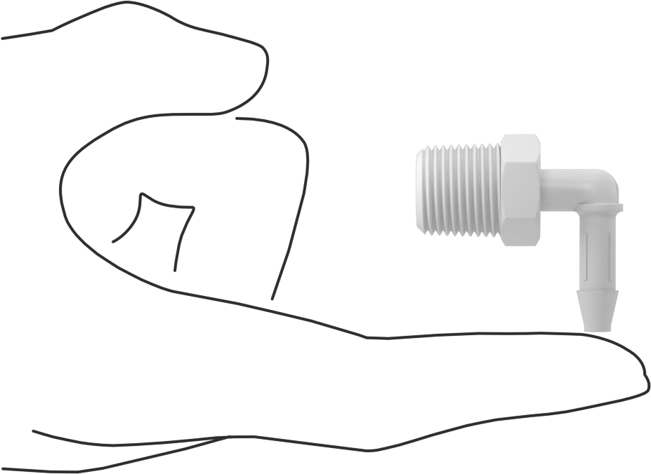 Kimyasallarla Kullanım için Dikenli Bağlantı Parçası, Dirsek, 1/4" Boru İç Çapı x 3/8 NPT Erkek, 150°F Maksimum