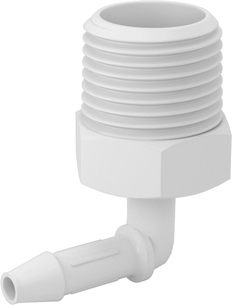 Kimyasallarla Kullanım için Dikenli Bağlantı Parçası, Dirsek, 1/4" Boru İç Çapı x 1/2 NPT Erkek için, 150°F Maksimum