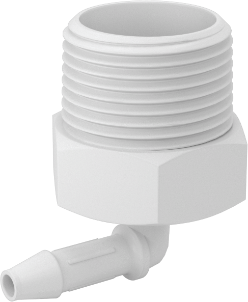 Kimyasallarla Kullanım için Dikenli Bağlantı Parçası, Dirsek, 1/4" Boru İç Çapı x 3/4 NPT Erkek için, 150°F Maksimum