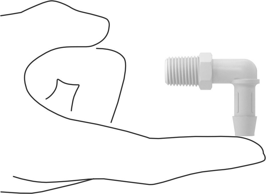 Kimyasallarla Kullanım için Dikenli Bağlantı Parçası, Dirsek, 3/8" boru iç çapı x 1/4 NPT erkek, 150°F Maksimum