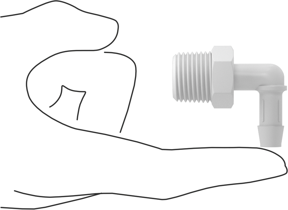 Kimyasallarla Kullanım için Dikenli Bağlantı Parçası, Dirsek, 3/8" Boru İç Çapı x 1/2 NPT Erkek, 150°F Maksimum