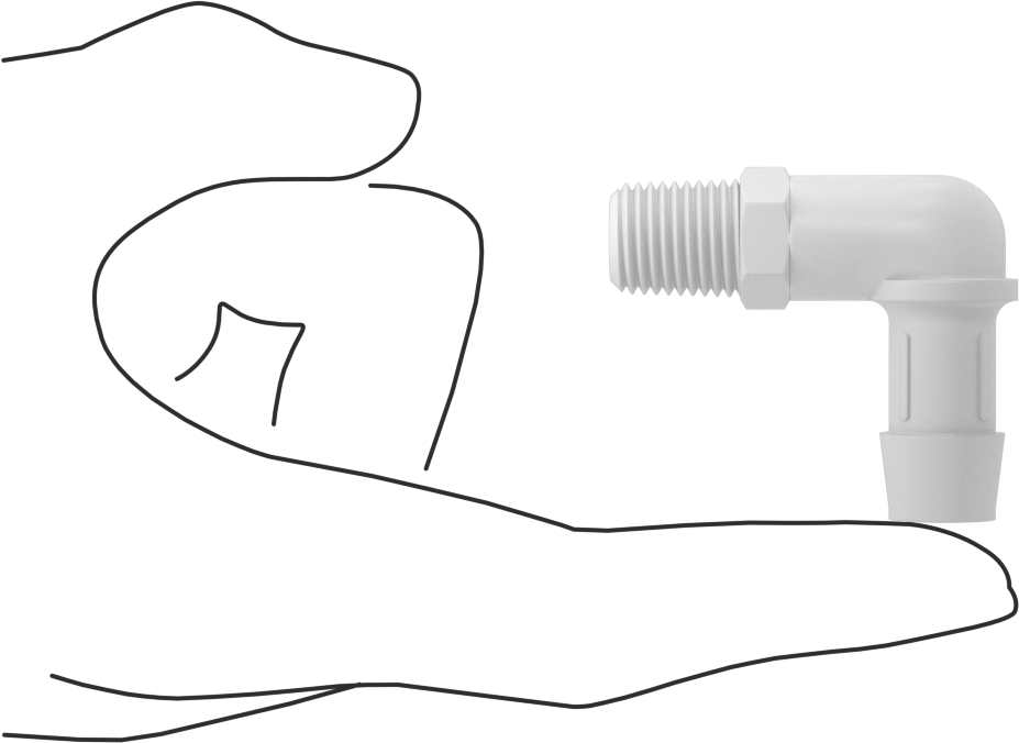 Kimyasallarla Kullanım için Dikenli Bağlantı Parçası, Dirsek, 1/2" Boru İç Çapı x 1/4 NPT Erkek için, 150°F Maksimum