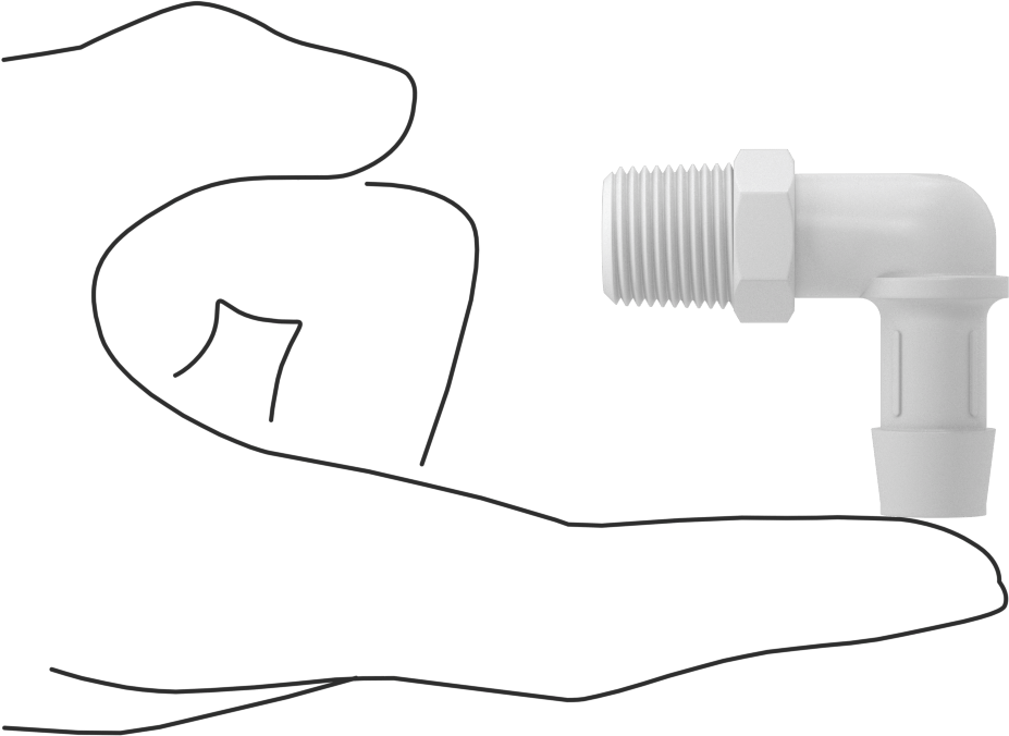 Kimyasallarla Kullanım için Dikenli Bağlantı Parçası, Dirsek, 1/2" Boru İç Çapı x 3/8 NPT Erkek için, 150°F Maksimum