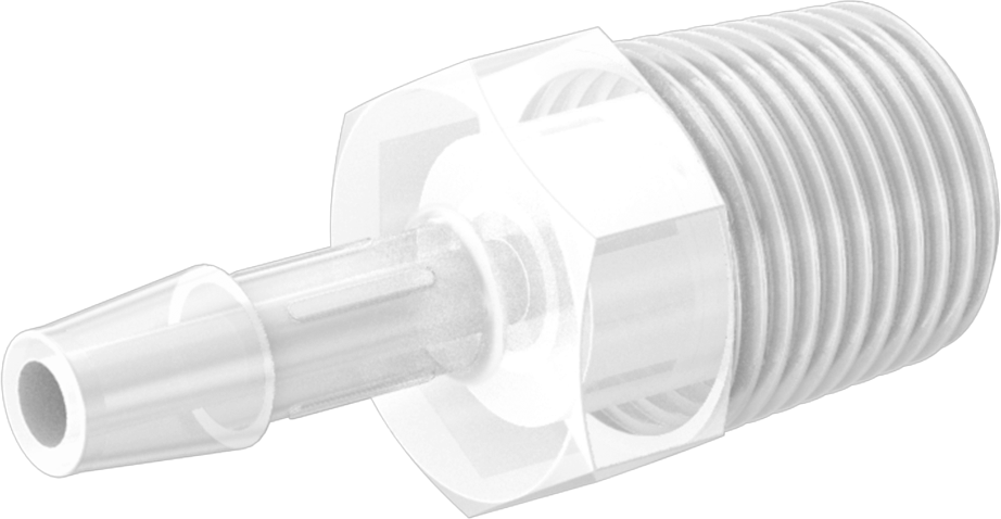 Kimyasallarla Kullanım için Dikenli Bağlantı Parçası, 1/4" Boru İç Çapı x 3/8 NPT Erkek, 150°F Maksimum