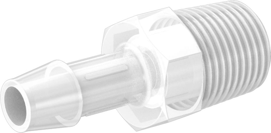 Kimyasallarla Kullanım için Dikenli Bağlantı Parçası, 3/8" Boru İç Çapı x 3/8 NPT Erkek için, 150°F Maksimum