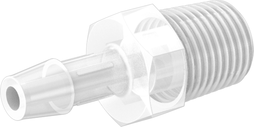 Kimyasallarla Kullanım için Dikenli Bağlantı Parçası, 5/32" boru iç çapı x 1/8 NPT erkek için, 250°F Maksimum