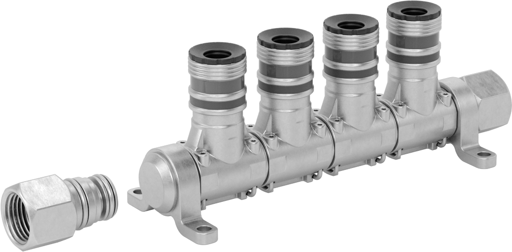 Hava için ARO Hızlı Bağlantı Kesme Hortum Bağlantısı, Çinko Kaplı Çelik Manifold Adaptörü, 1 Giriş, 4 Çıkış