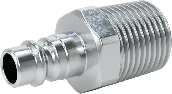 Hava için Avrupa Hızlı Bağlantı Kesme Hortum Bağlantısı, 1/4 Boyut, Plug, 1/2 NPT Erkek Uç