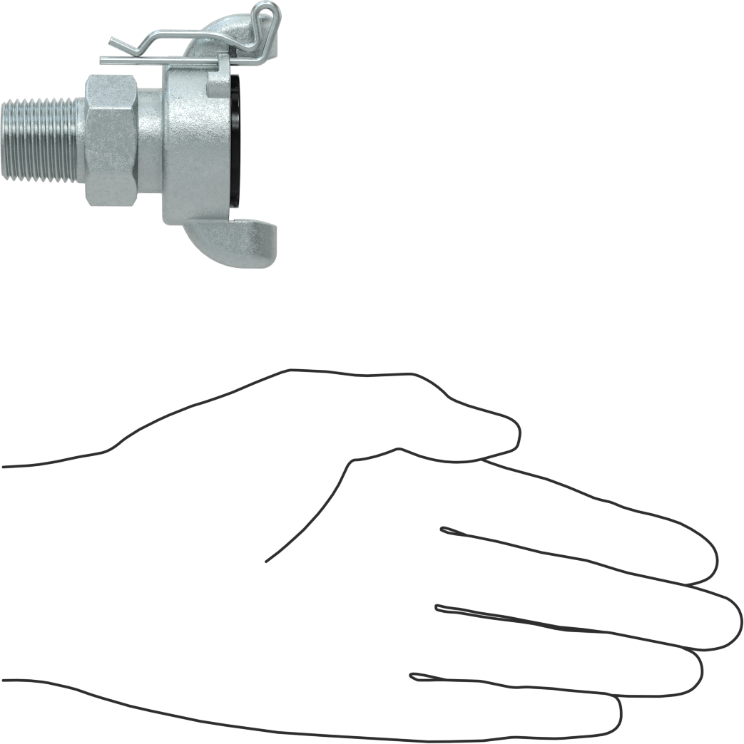 Twist-Claw Hortum Bağlantısı, Demir, 1/2 NPT Erkek Uç
