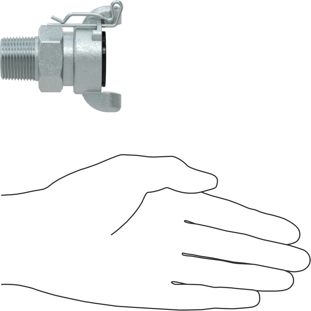 Twist-Claw Hortum Bağlantısı, Demir, 3/4 NPT Erkek Uç