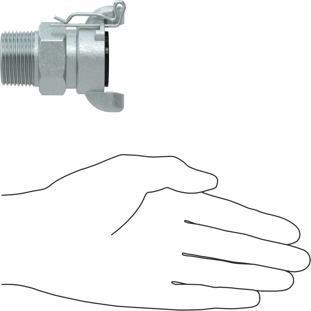 Twist-Claw Hortum Bağlantısı, Demir, 1 NPT Erkek Uç