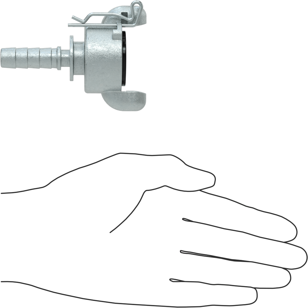 Twist-Claw Hortum Bağlantısı, 1/2" İç Çaplı Hortum için Dikenli Uçlu Demir Adaptör