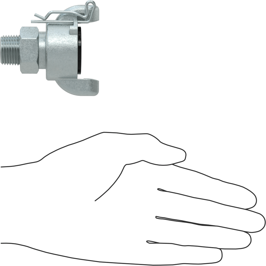 Twist-Claw Hortum Bağlantısı, Çinko Kaplı Çelik, 1/2 BSPT Erkek