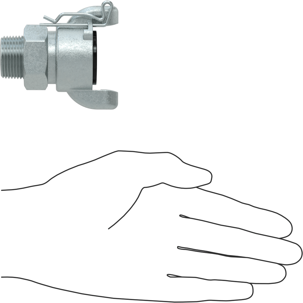 Twist-Claw Hortum Bağlantısı, Çinko Kaplı Demir, 3/4 BSPT Erkek