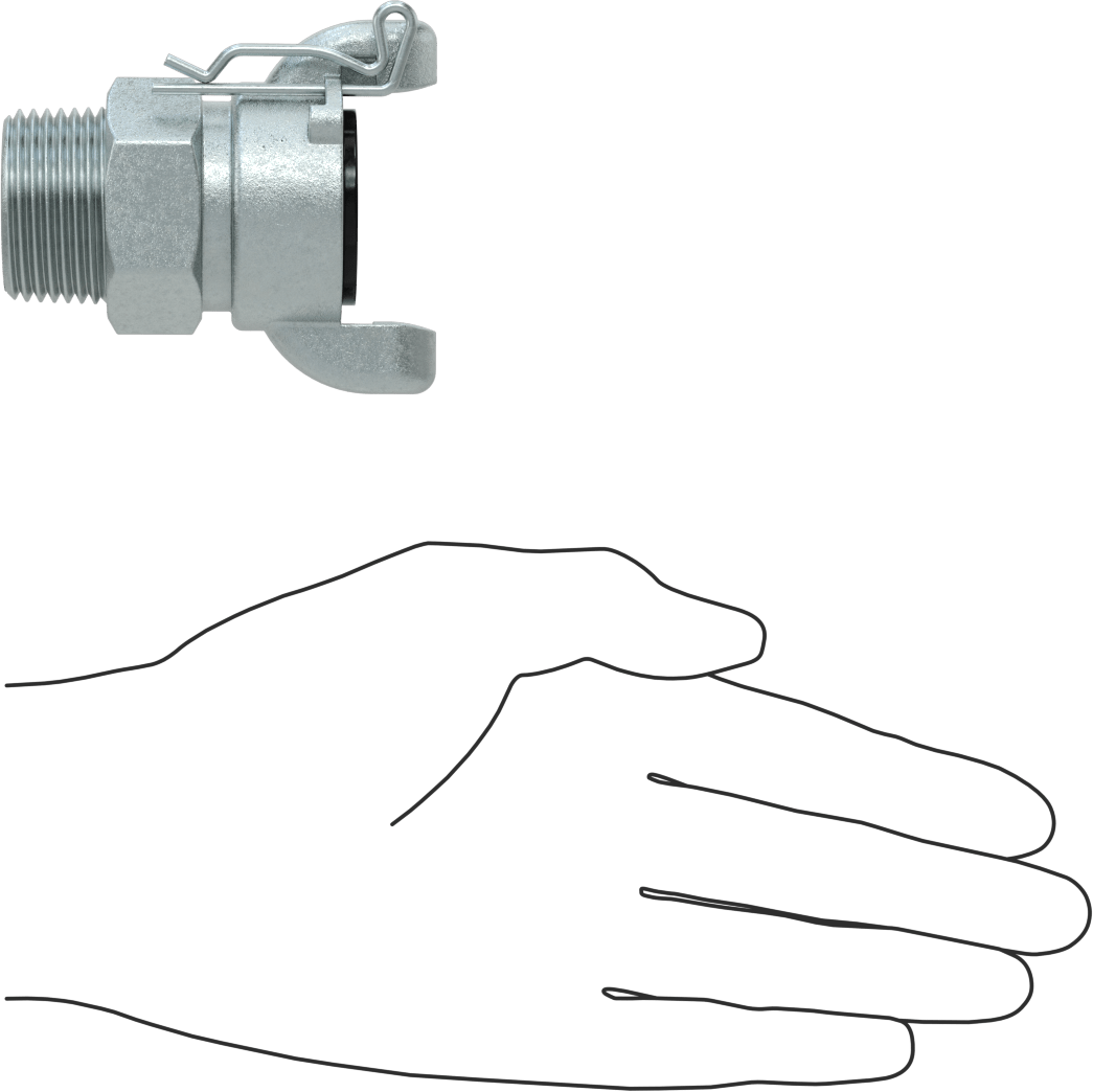 Twist-Claw Hortum Bağlantısı, Çinko Kaplı Demir, 1 BSPT Erkek