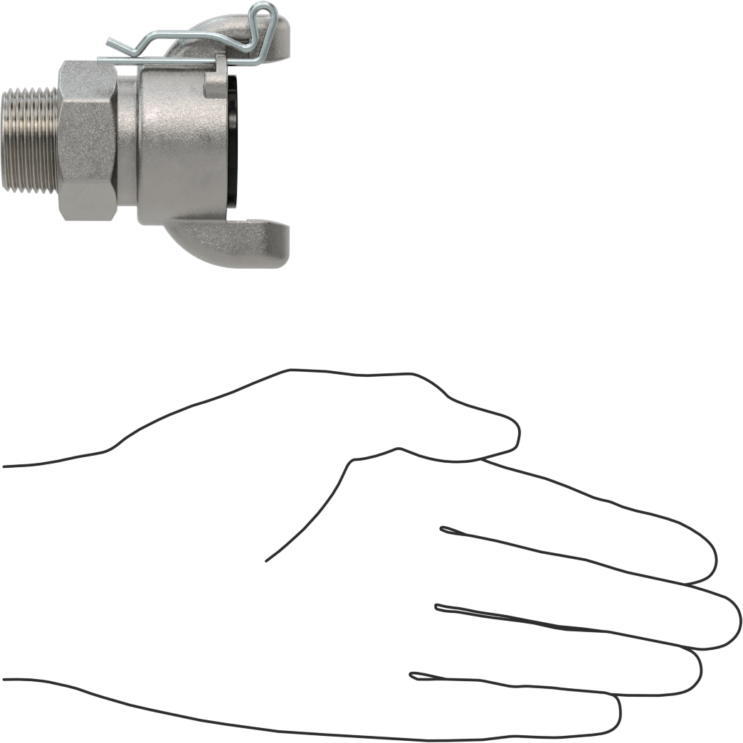 Twist-Claw Hortum Bağlantısı, 316 Paslanmaz Çelik, 3/4 BSPT Erkek