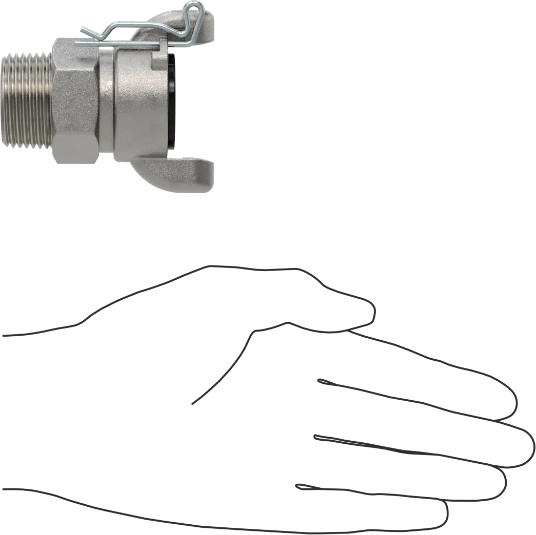 Twist-Claw Hortum Bağlantısı, 316 Paslanmaz Çelik, 1 BSPT Erkek