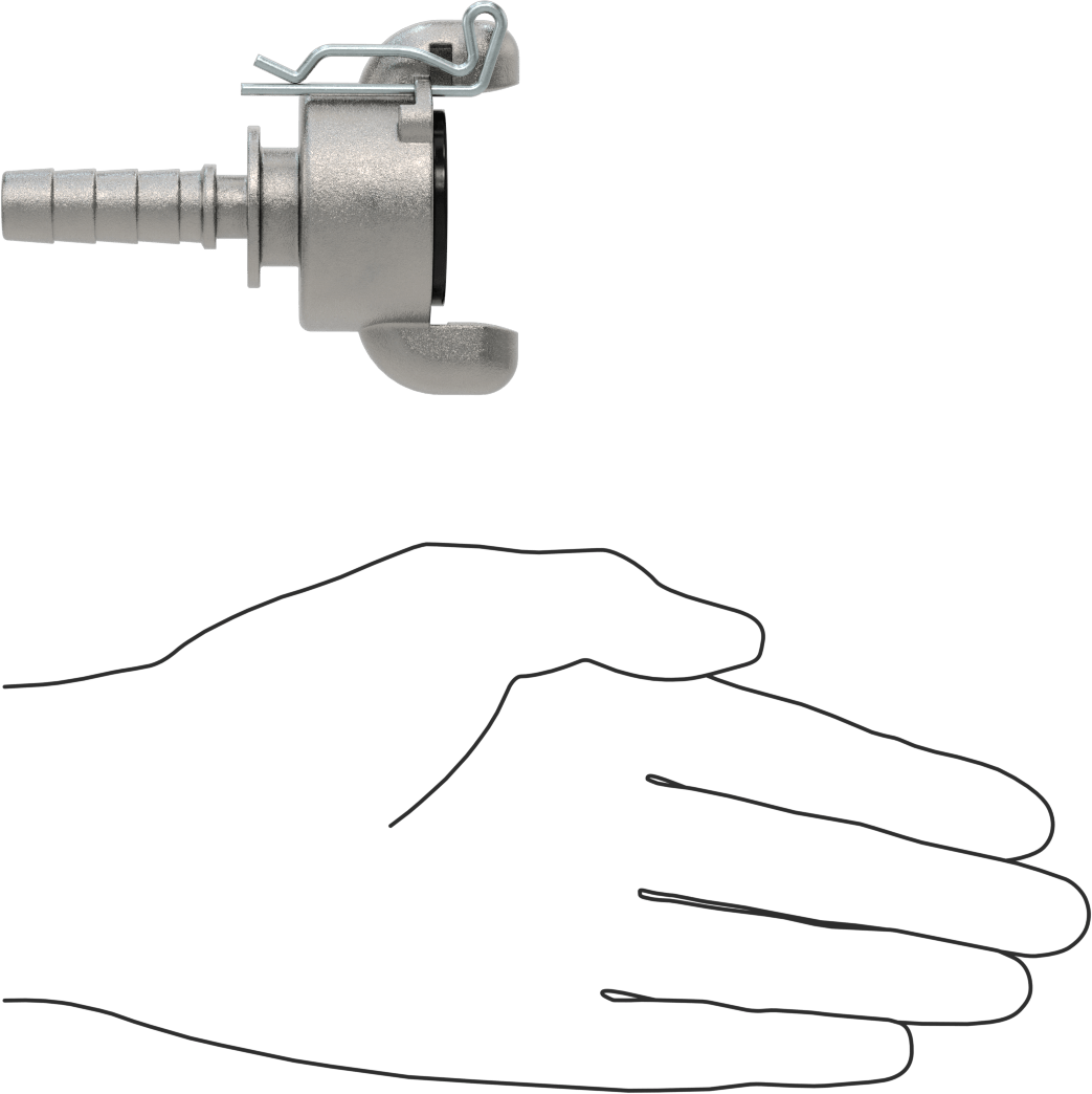 Twist-Claw Hortum Bağlantısı, 1/2" Hortum İç Çapı için Dikenli Uçlu 316 Paslanmaz Çelik Adaptör