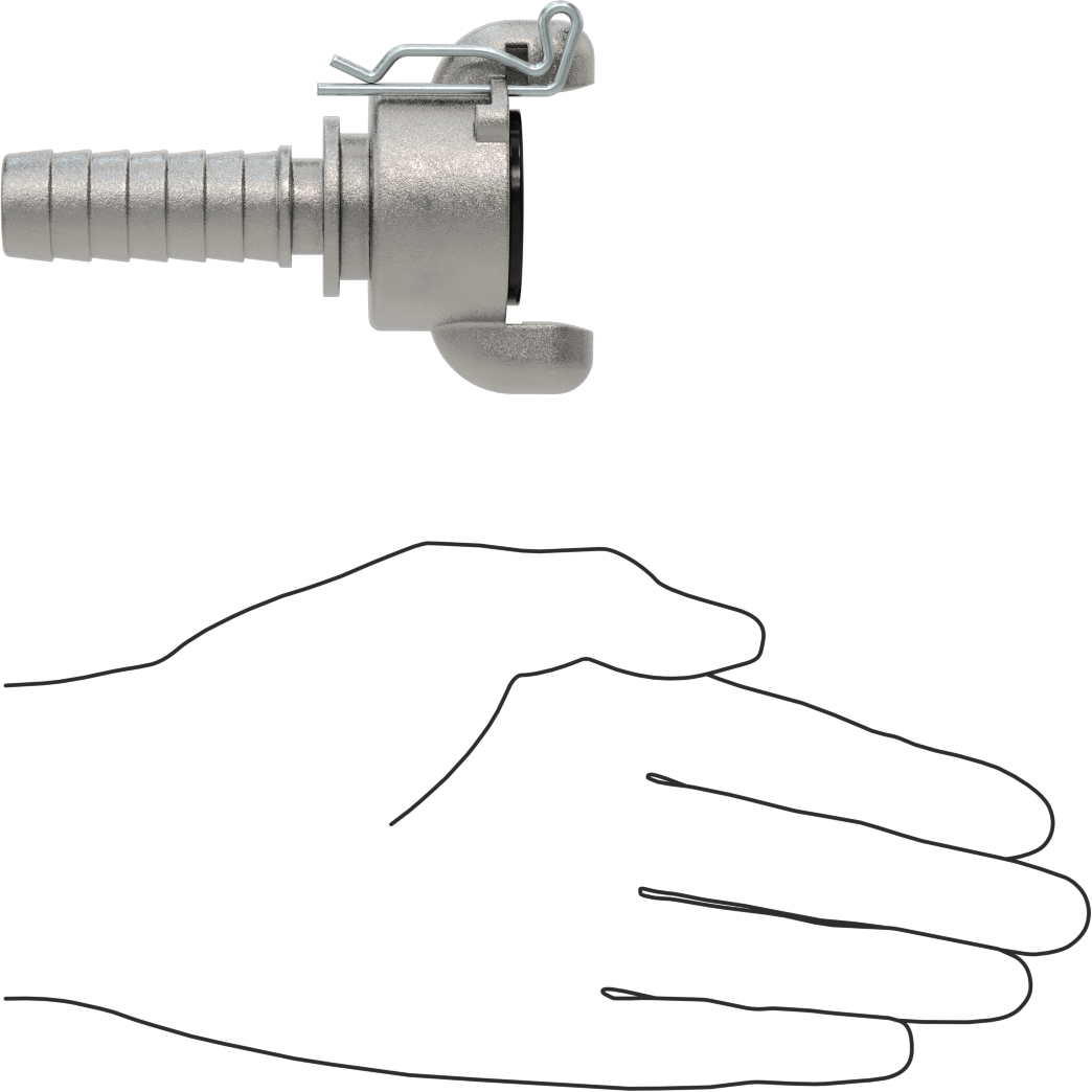 Twist-Claw Hortum Bağlantısı, 3/4" Hortum İç Çapı için Dikenli Uçlu 316 Paslanmaz Çelik Adaptör