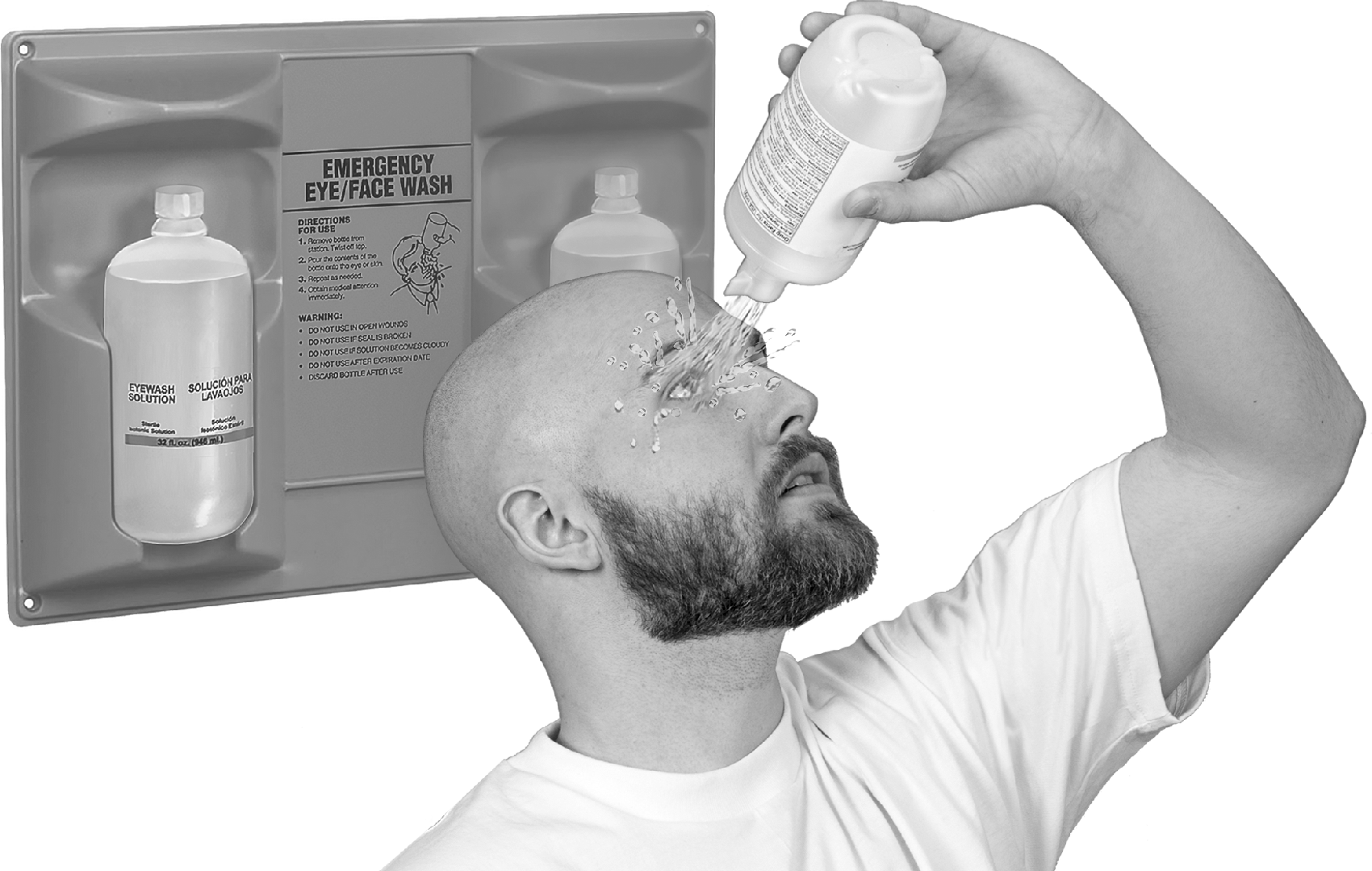 Duvara Monte İstasyonlu Ek Göz Yıkama Seti, İki Adet 32 oz. Şişe Dahildir