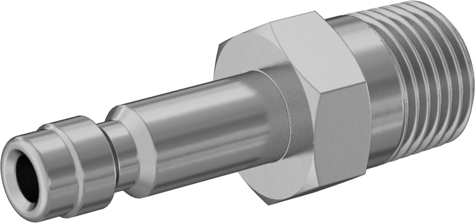Kompakt Hortum Bağlantısı, Hava için, Pirinç, 1/4 Boyut, Plug, 1/4 NPTF Erkek Uç