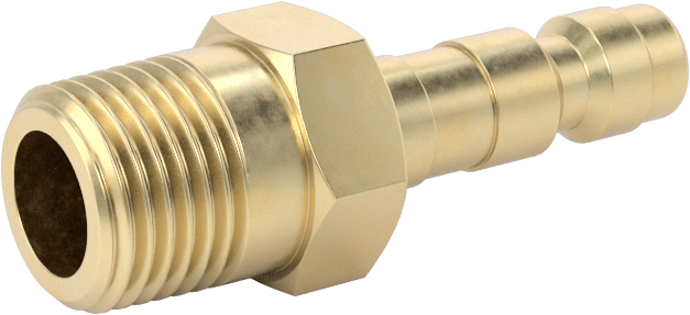 Kompakt Hortum Bağlantısı, Hava için, Pirinç, 1/8 Boyut, Plug, 1/8 NPTF Erkek Uç