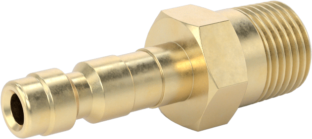 Kompakt Hortum Bağlantısı, Hava için, Pirinç, 1/8 Boyut, Plug, 1/8 NPTF Erkek Uç