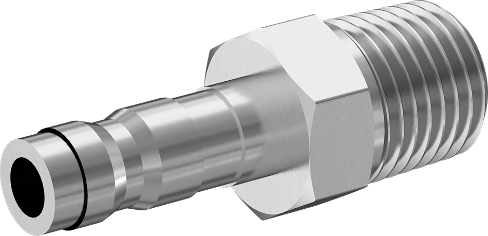 Kompakt Hortum Bağlantısı, Hava için, Çinko Kaplı Çelik, 1/4 Boyut, Plug, 1/4 NPTF Erkek Uç