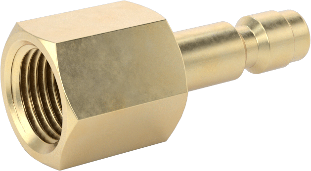 Kompakt Hortum Bağlantısı, Hava için, Pirinç, 1/8 Boyut, Plug, 1/8 NPTF Dişi Uç
