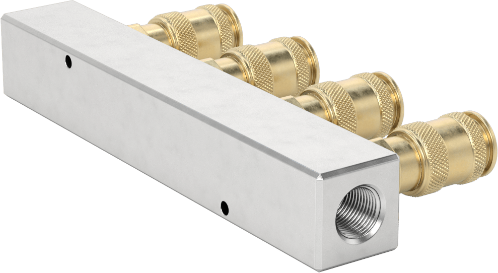 Hava için Evrensel Hızlı Bağlantı Kesme Hortum Soketi, Dört Çıkışlı Manifold, 1/4 Bağlantı Boyutu x 3/8 NPT Dişi