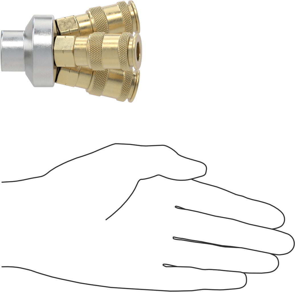Hava için Evrensel Hızlı Bağlantı Kesme Hortum Soketi, Üç çıkışlı manifold, 1/4 Bağlantı Boyutu x 1/4 NPT Dişi
