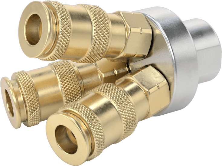 Hava için Evrensel Hızlı Bağlantı Kesme Hortum Soketi, Üç çıkışlı manifold, 1/4 Bağlantı Boyutu x 1/4 NPT Dişi
