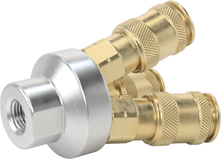 Hava için Evrensel Hızlı Bağlantı Kesme Hortum Soketi, Üç çıkışlı manifold, 1/4 Bağlantı Boyutu x 1/4 NPT Dişi