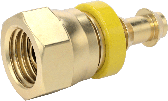 Pirinç Takmalı Dikenli Hortum Bağlantısı, Döner Başlıklı Adaptör, 1/4" Hortum İç Çapı için, 1/4 NPSM Dişi
