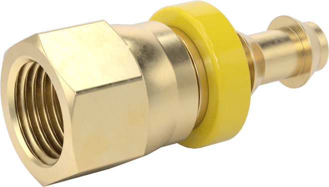 Pirinç Takmalı Dikenli Hortum Bağlantısı, 1/4" Hortum İç Çapı, 1/2"-20 UNF Dişi 37 ve 45 Derece Genişletilmiş Uç