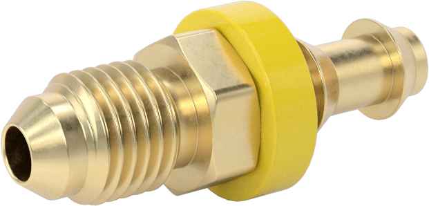 Pirinç Takmalı Dikenli Hortum Bağlantısı, 1/4" Hortum İç Çapı, 7/16"-20 UNF Erkek 37 Derece Genişletilmiş Uç
