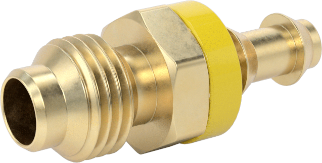 Pirinç Takmalı Dikenli Hortum Bağlantısı, 1/4" Hortum İç Çapı, 9/16"-18 UNF Erkek 37 Derece Genişletilmiş Uç