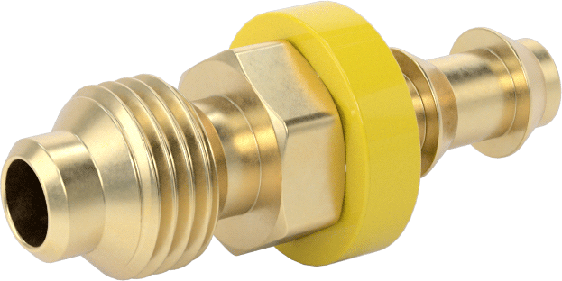 Pirinç Takmalı Dikenli Hortum Bağlantısı, 1/4" Hortum İç Çapı için, 1/2"-20 UNF Erkek 45 Derece Genişletilmiş Uç