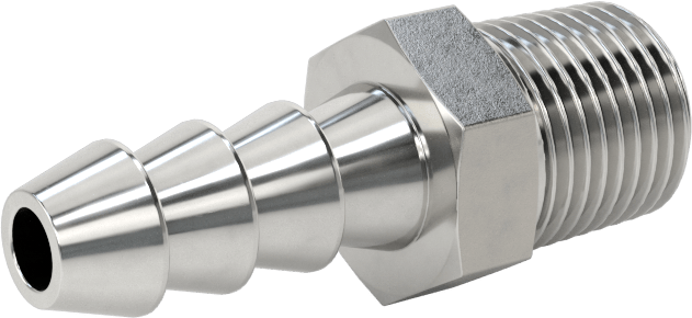 Kimyasallar ve Petrol için Dikenli Hortum Bağlantı Parçası, 316 Paslanmaz Çelik, Adaptör, 3/16" Hortum İç Çapı x 1/8 NPT Erkek için