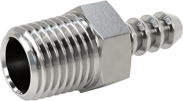 Kimyasallar ve Petrol için Dikenli Hortum Bağlantı Parçası, 316 Paslanmaz Çelik, Adaptör, 3/16" Hortum İç Çapı x 1/4 NPT Erkek için